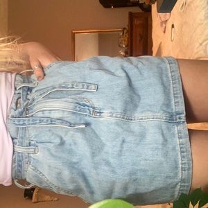 HIGH WAISTED PAPER BAG JEAN SKIRT